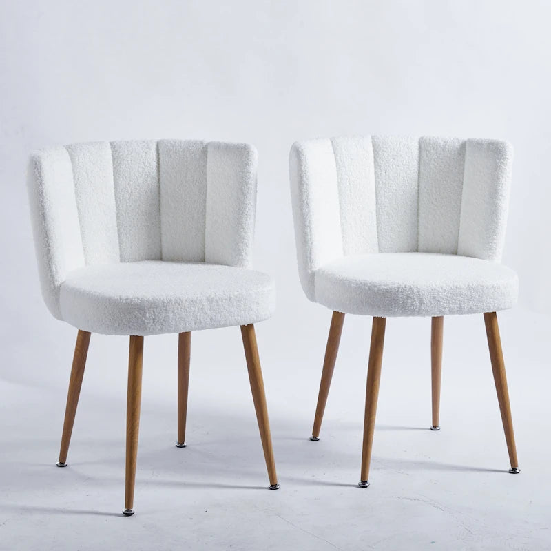 Modern pink dining chair(set of 2 ) with iron tube wood color legs, shorthair cushions and comfortable backrest, suitable