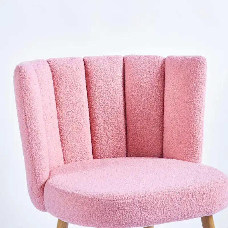 Modern pink dining chair(set of 2 ) with iron tube wood color legs, shorthair cushions and comfortable backrest, suitable
