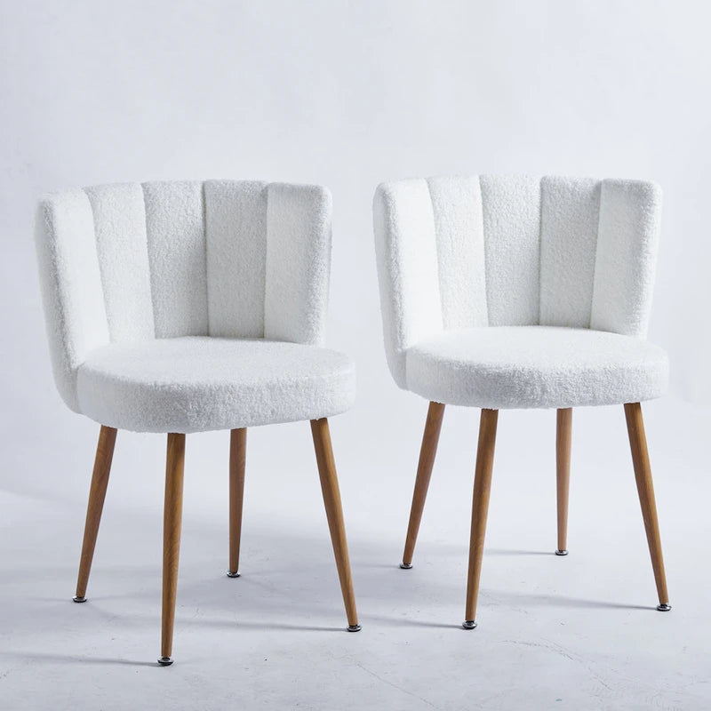 Modern pink dining chair(set of 2 ) with iron tube wood color legs, shorthair cushions and comfortable backrest, suitable