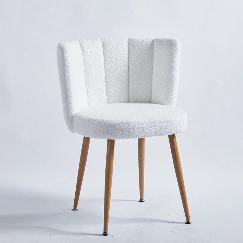 Modern pink dining chair(set of 2 ) with iron tube wood color legs, shorthair cushions and comfortable backrest, suitable