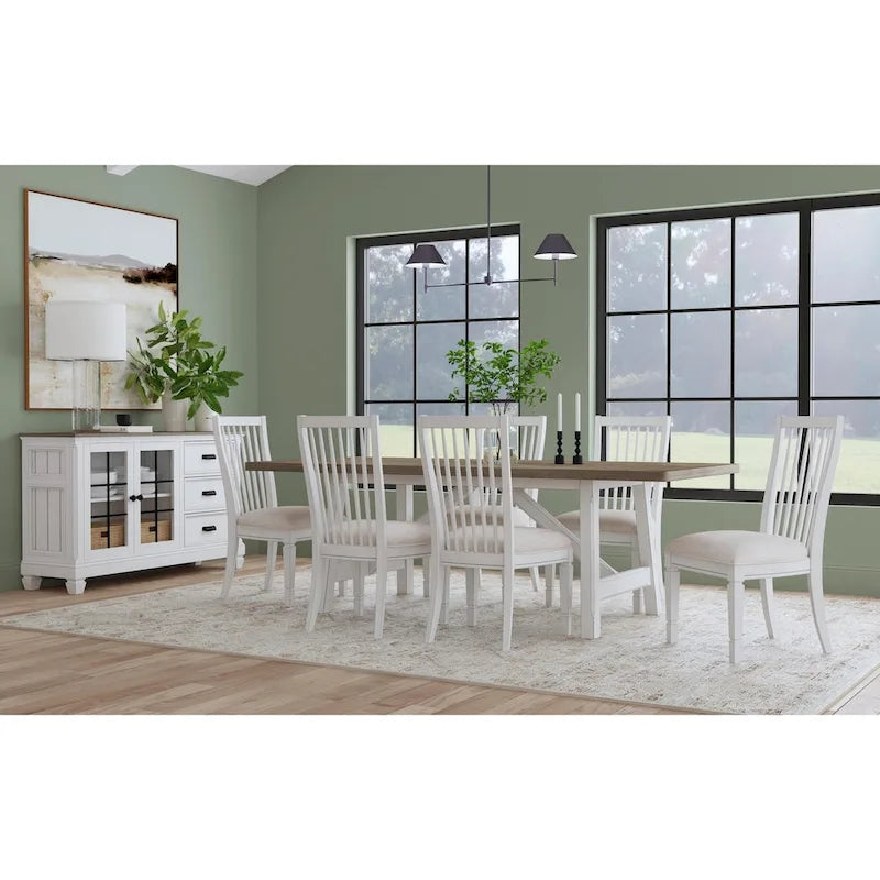 White Wood Rectangular Dining Table - 90 x 30 x 42
