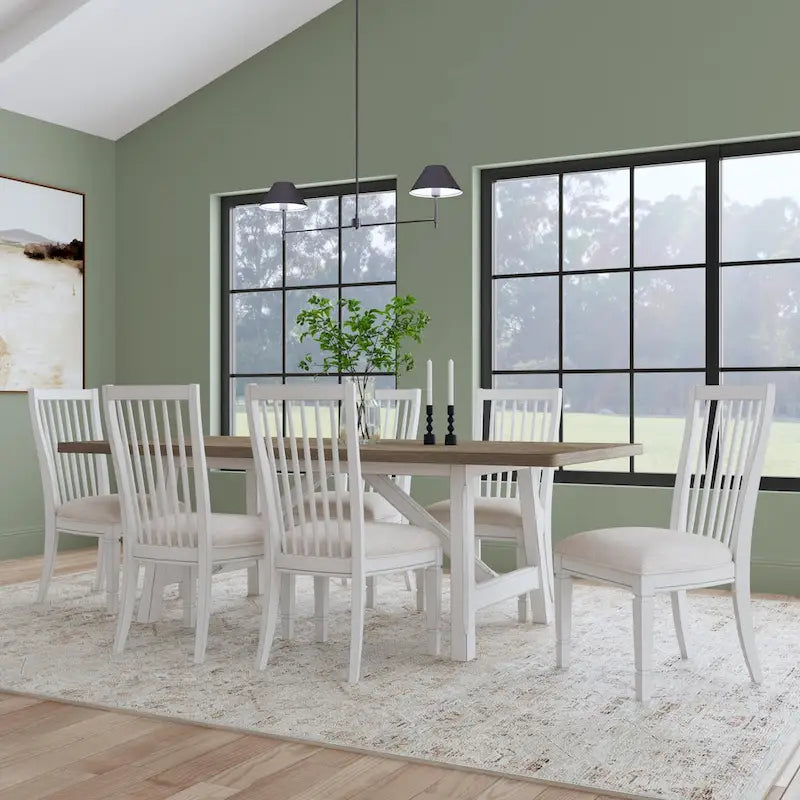 White Wood Rectangular Dining Table - 90 x 30 x 42