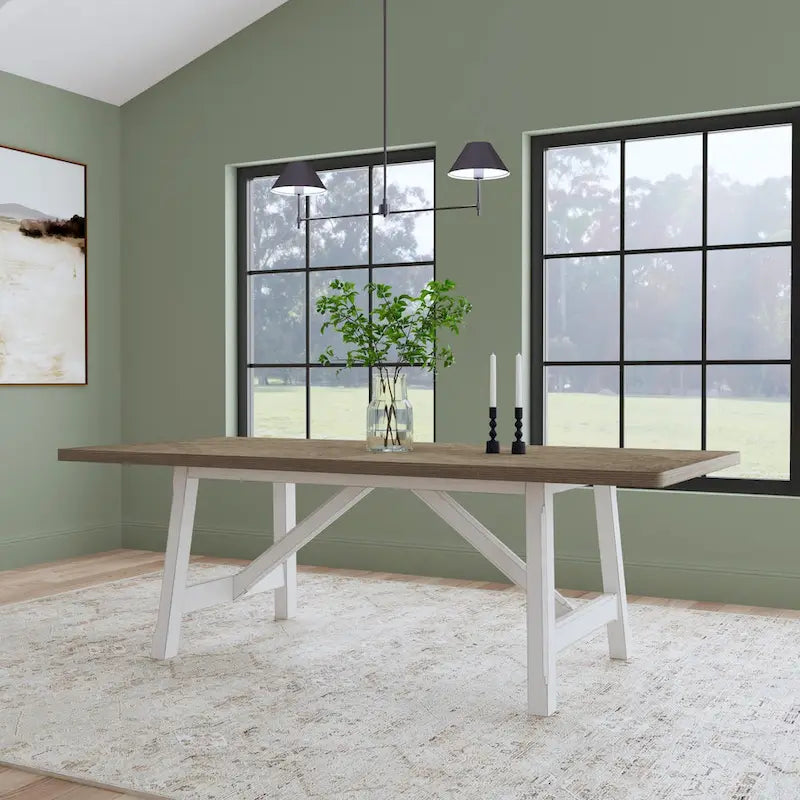 White Wood Rectangular Dining Table - 90 x 30 x 42