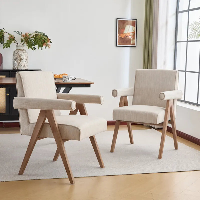 Poppy Fabric Arm Dining Chair (Set of 2)