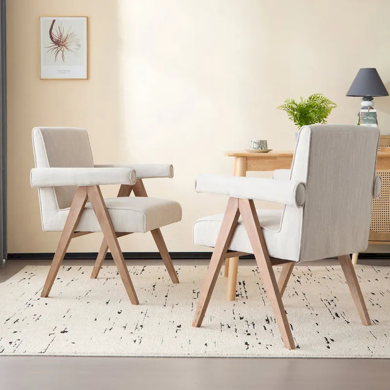 Poppy Fabric Arm Dining Chair (Set of 2)