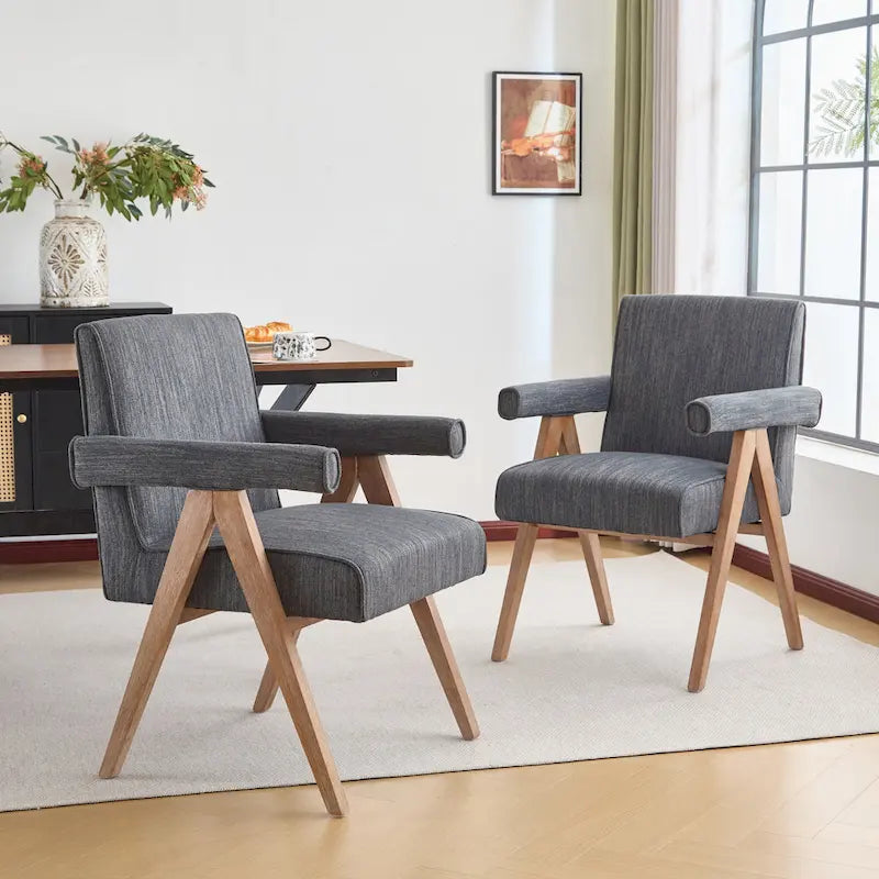Poppy Fabric Arm Dining Chair (Set of 2)