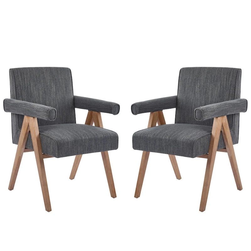 Poppy Fabric Arm Dining Chair (Set of 2)