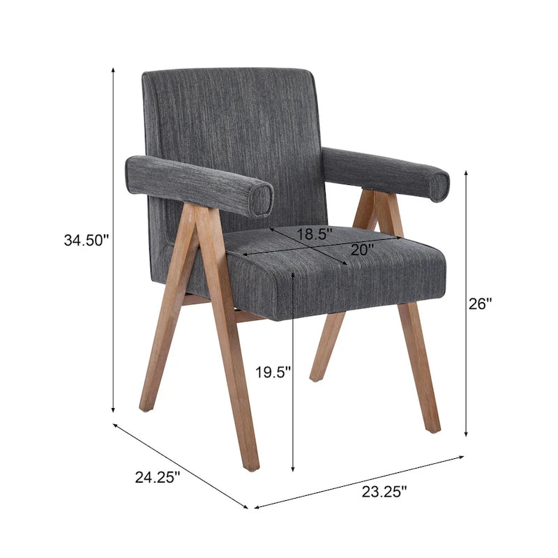 Poppy Fabric Arm Dining Chair (Set of 2)