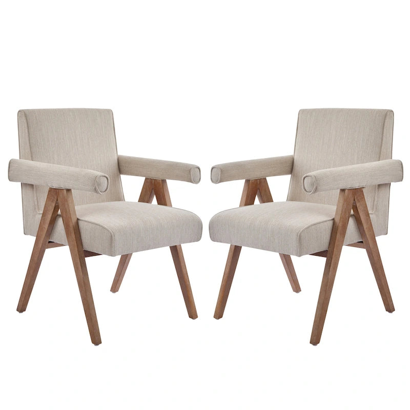 Poppy Fabric Arm Dining Chair (Set of 2)