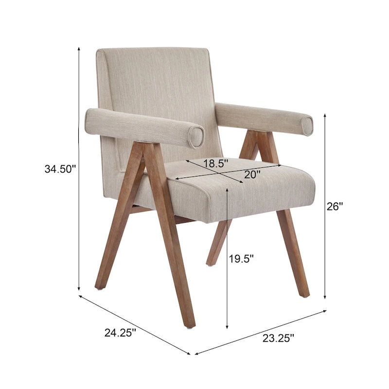 Poppy Fabric Arm Dining Chair (Set of 2)