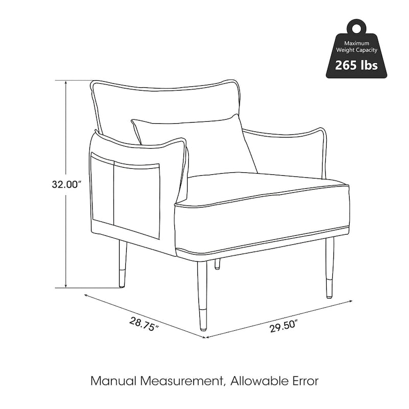 Glitzhome Set of 2 29.5W Mid-Century Modern Leatherette Armchairs With Side Pocket - 29.5 W x 32 H x 28.75 D