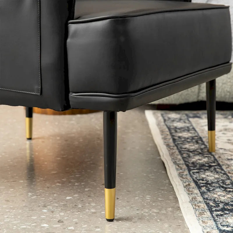 Glitzhome Set of 2 29.5W Mid-Century Modern Leatherette Armchairs With Side Pocket - 29.5 W x 32 H x 28.75 D
