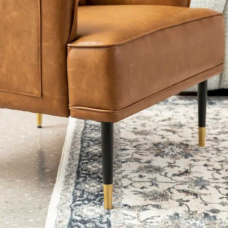 Glitzhome Set of 2 29.5W Mid-Century Modern Leatherette Armchairs With Side Pocket - 29.5 W x 32 H x 28.75 D