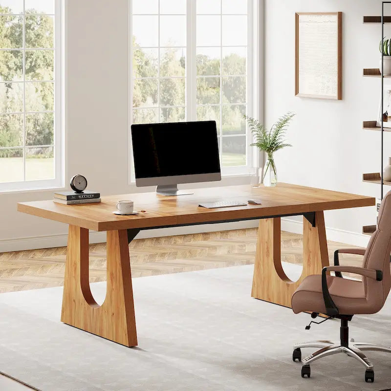 Bureau de direction de 180 cm, bureau d'ordinateur rectangulaire avec grand plateau