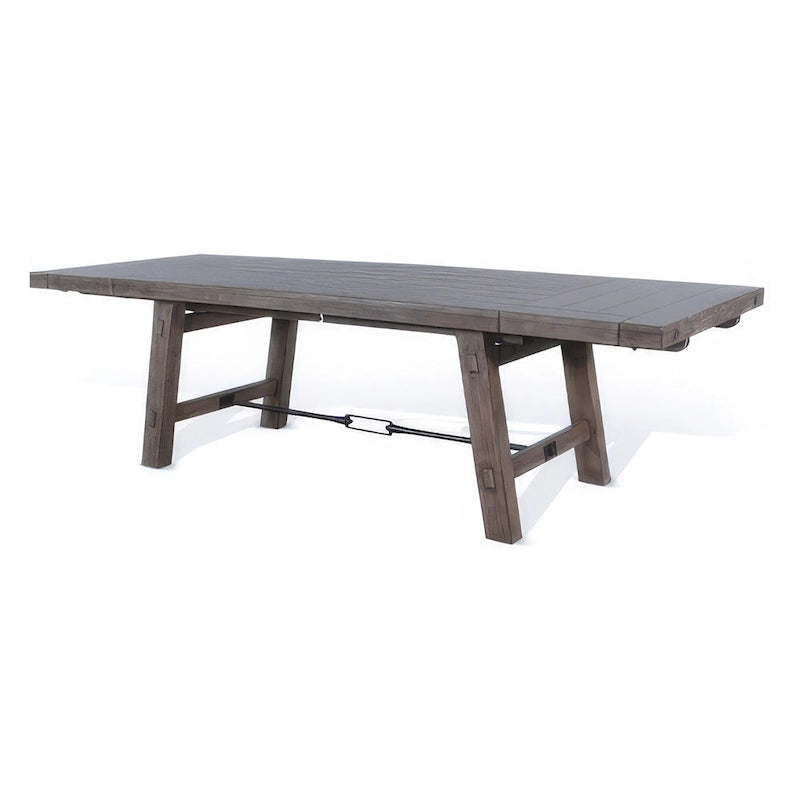Dining Table, Light Brown Mahogany Wood, Extendable 76-106 Inch