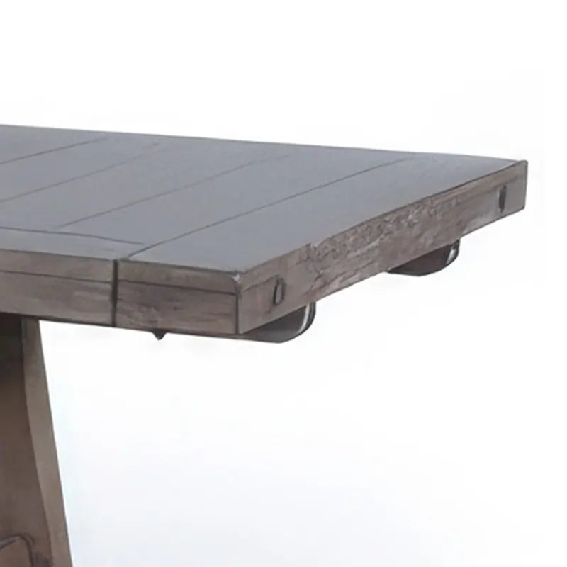 Dining Table, Light Brown Mahogany Wood, Extendable 76-106 Inch