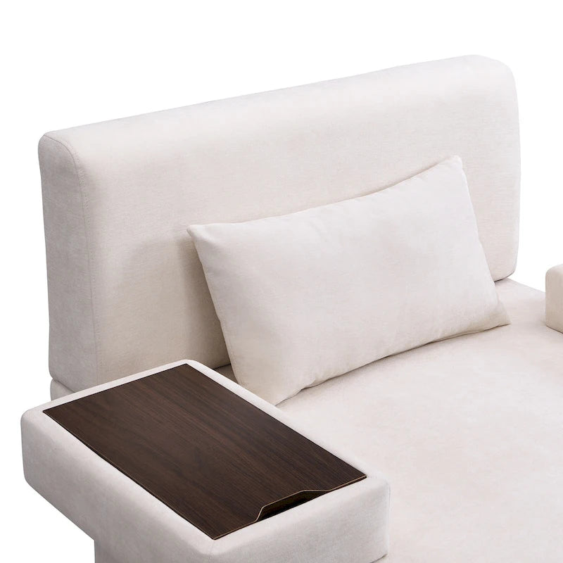 Polyester Oversized Armchair with Storage Asymmetrical Armrest and Modern Mid-Century Chair, 225lb Capacity