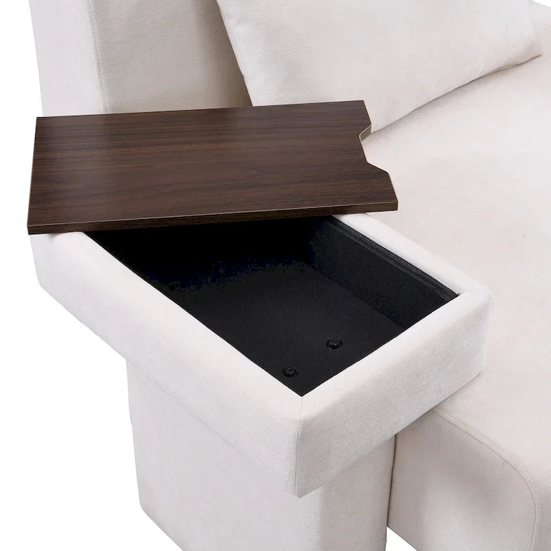 Polyester Oversized Armchair with Storage Asymmetrical Armrest and Modern Mid-Century Chair, 225lb Capacity