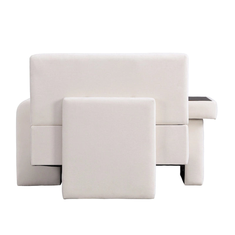 Polyester Oversized Armchair with Storage Asymmetrical Armrest and Modern Mid-Century Chair, 225lb Capacity