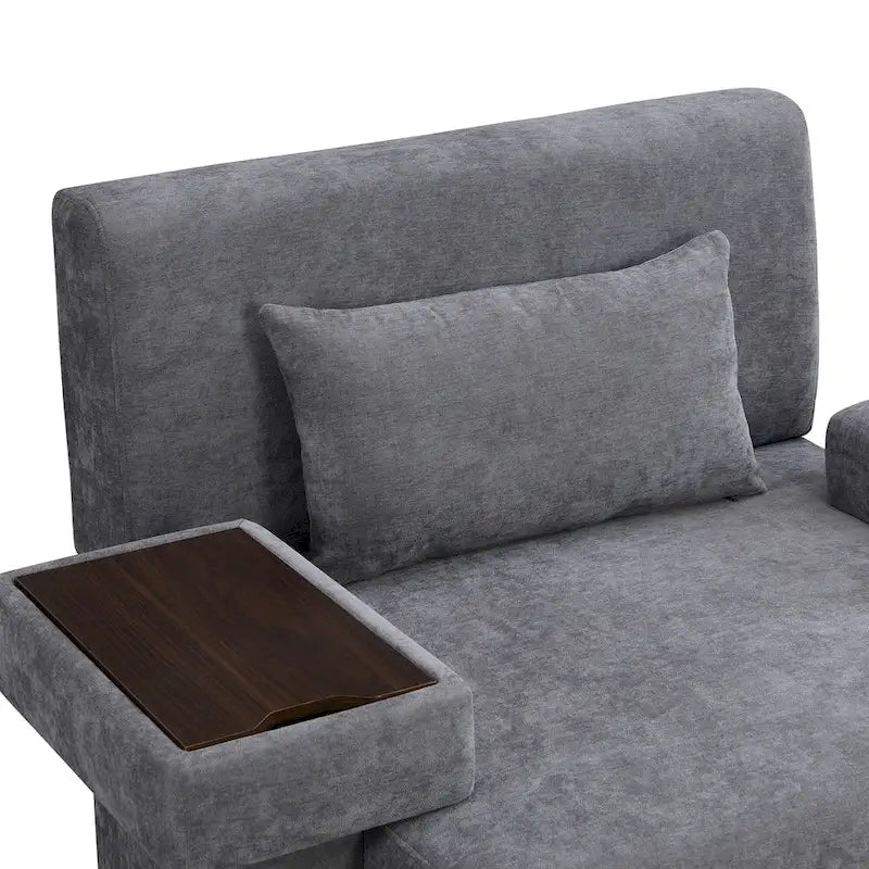 Polyester Oversized Armchair with Storage Asymmetrical Armrest and Modern Mid-Century Chair, 225lb Capacity