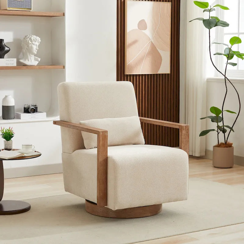 30.31 Linen Blend Upholstered Swivel Accent Chair