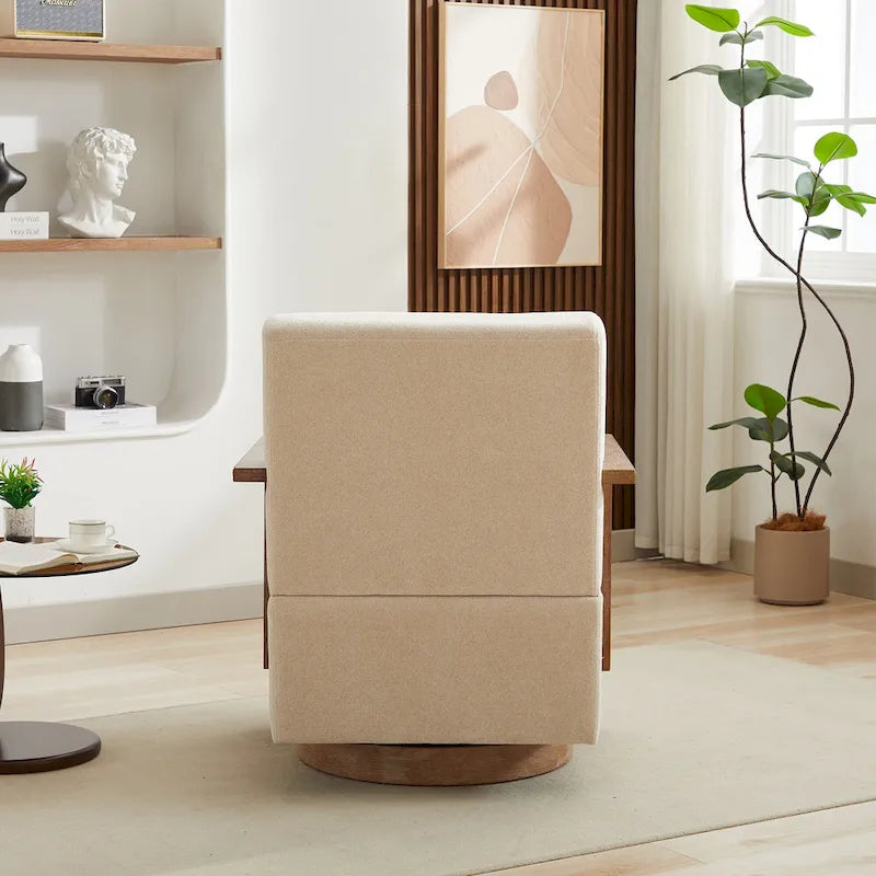30.31 Linen Blend Upholstered Swivel Accent Chair