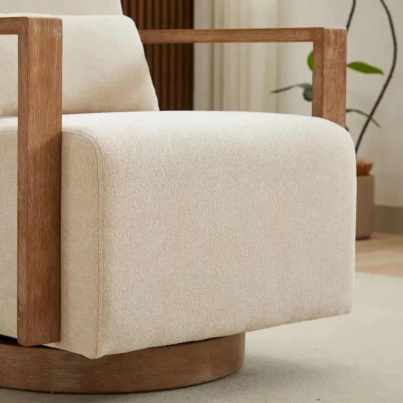 30.31 Linen Blend Upholstered Swivel Accent Chair