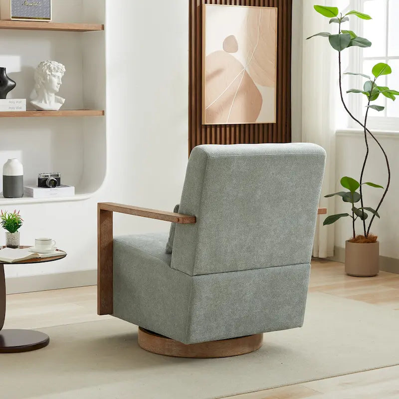 30.31 Linen Blend Upholstered Swivel Accent Chair