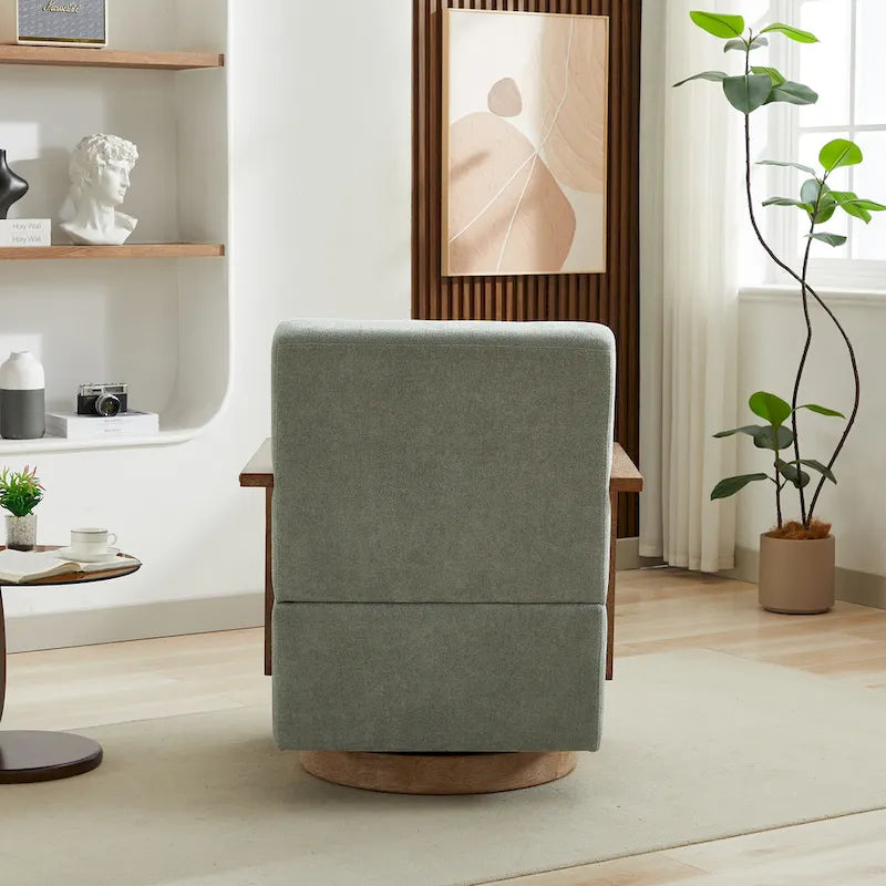 30.31 Linen Blend Upholstered Swivel Accent Chair