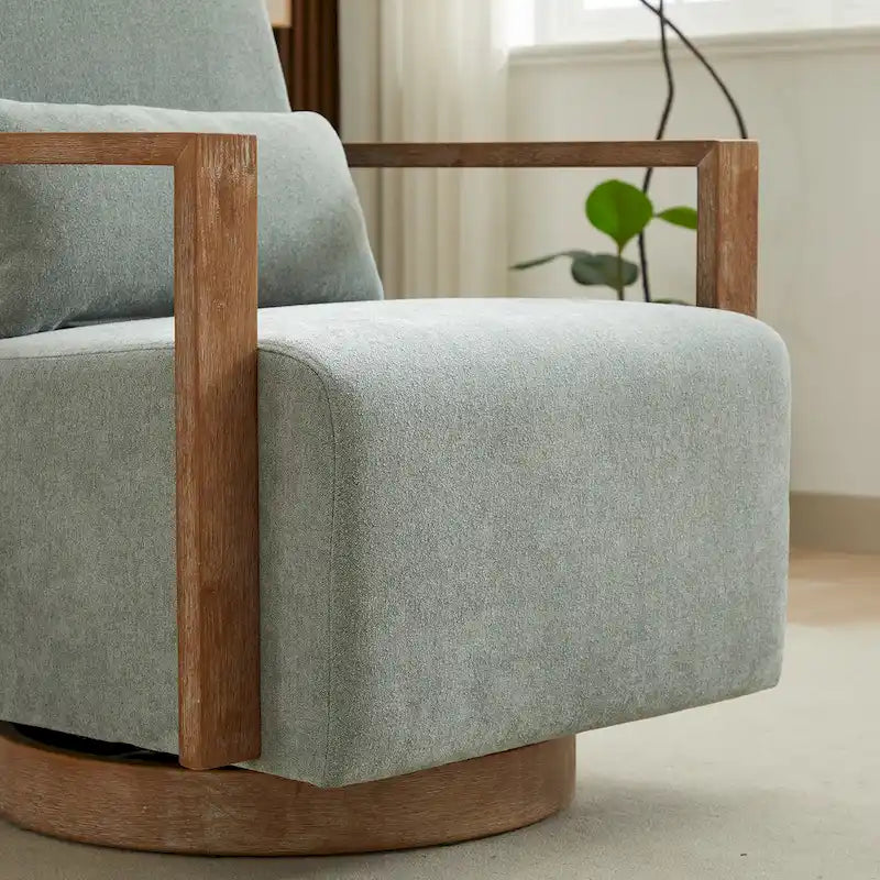30.31 Linen Blend Upholstered Swivel Accent Chair