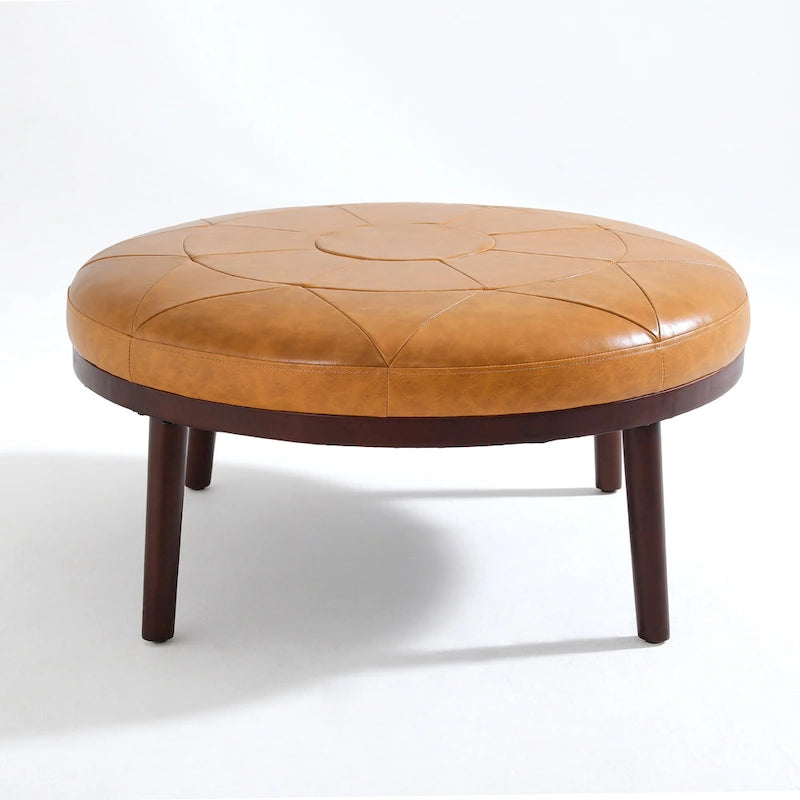 34.5 W Full-Grain Genuine Italian Leather Ottoman