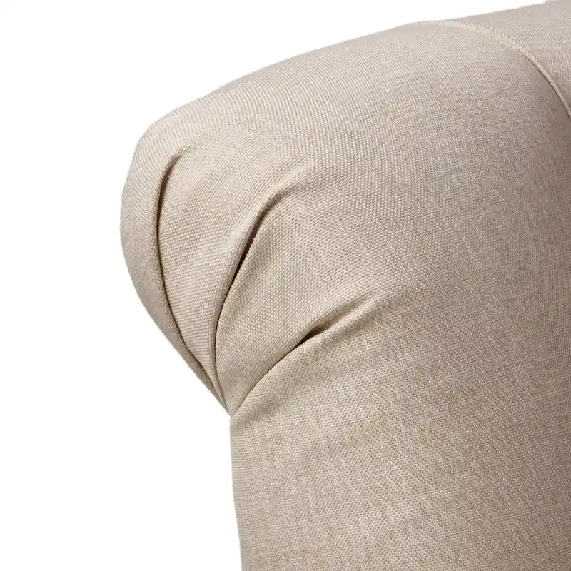 Tufted Club Armchair w/ Rolled Backrest by