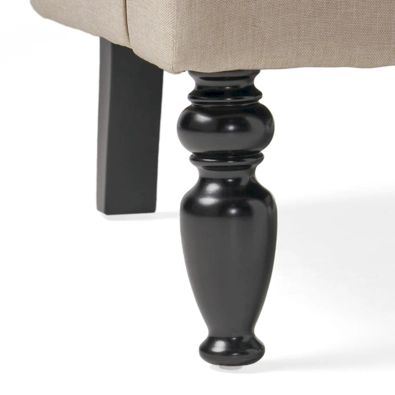 Tufted Club Armchair w/ Rolled Backrest by