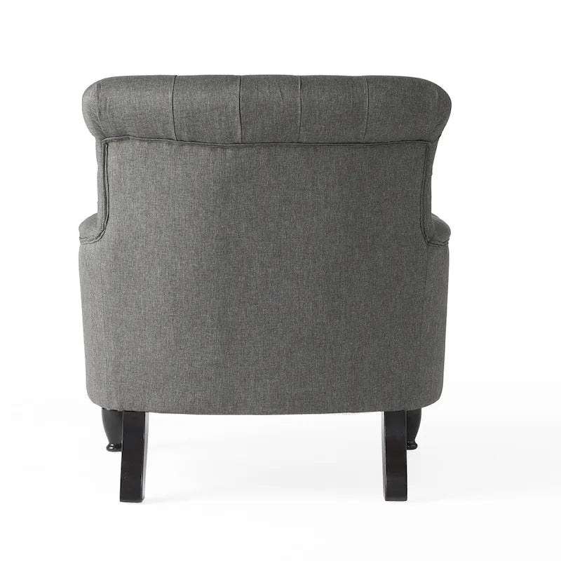 Tufted Club Armchair w/ Rolled Backrest by