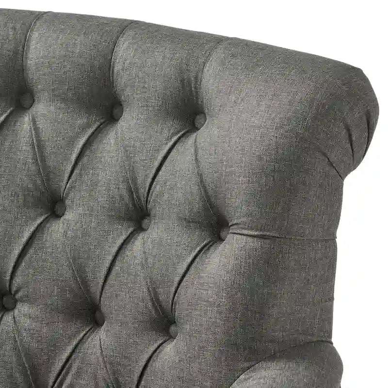 Tufted Club Armchair w/ Rolled Backrest by