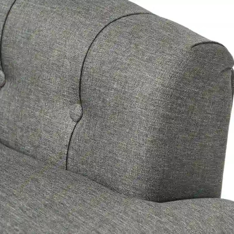 Tufted Club Armchair w/ Rolled Backrest by
