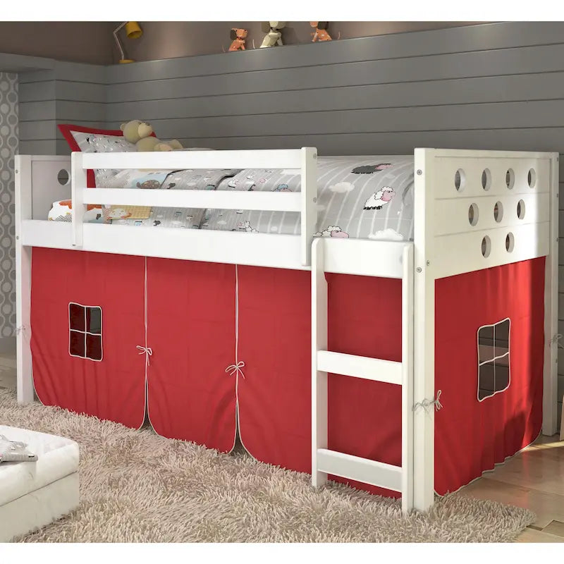 Kids' Twin Circles Low Tent White Loft Bed