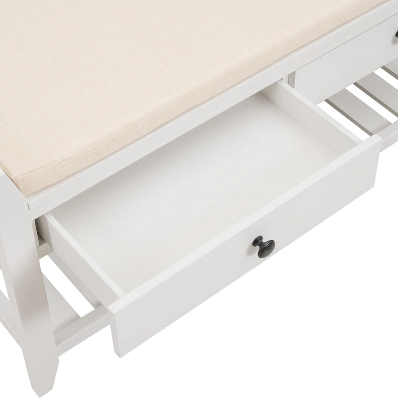 Shoe Rack with Cushioned Seat and Drawers, Multipurpose Entryway Storage Bench
