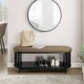 Scandi Upholstered-Top Storage Bench with Lower Shelf