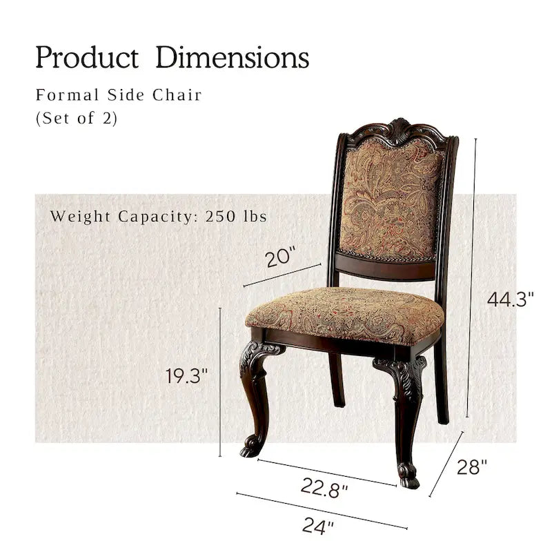 Traditional-style cherry-finished upholstered formal dining chair