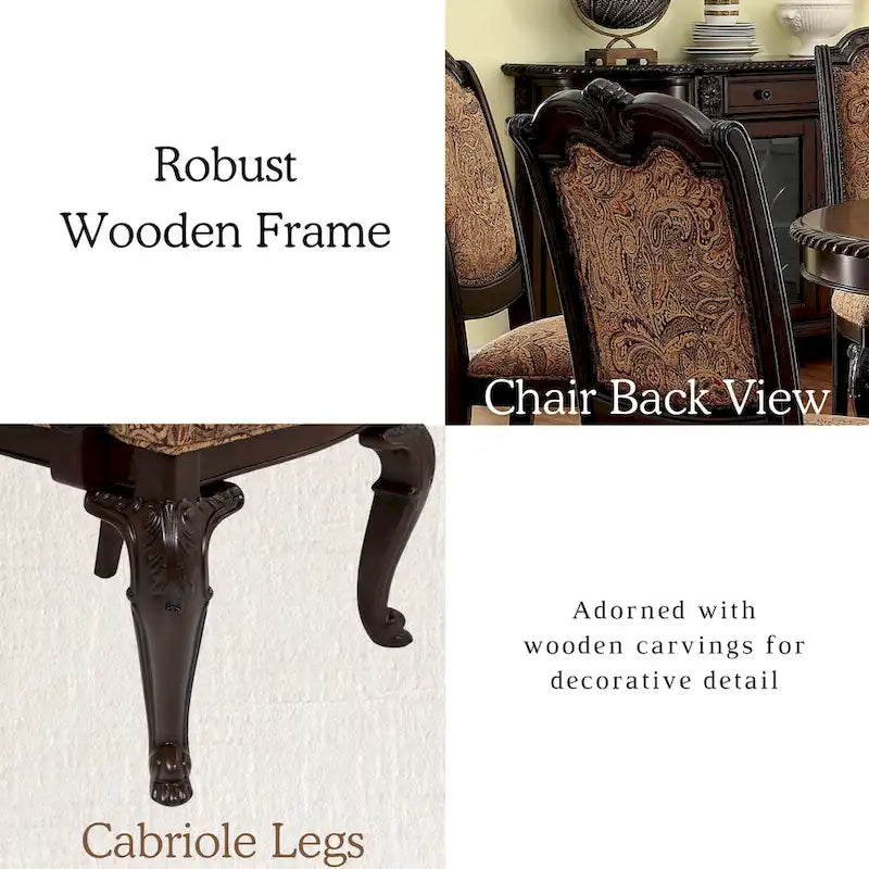 Traditional-style cherry-finished upholstered formal dining chair
