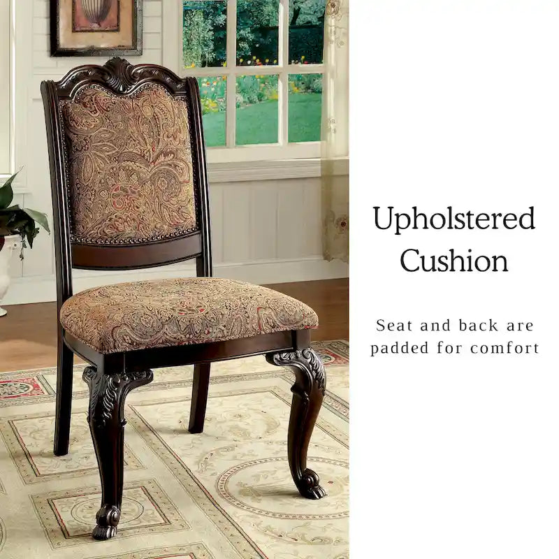 Traditional-style cherry-finished upholstered formal dining chair