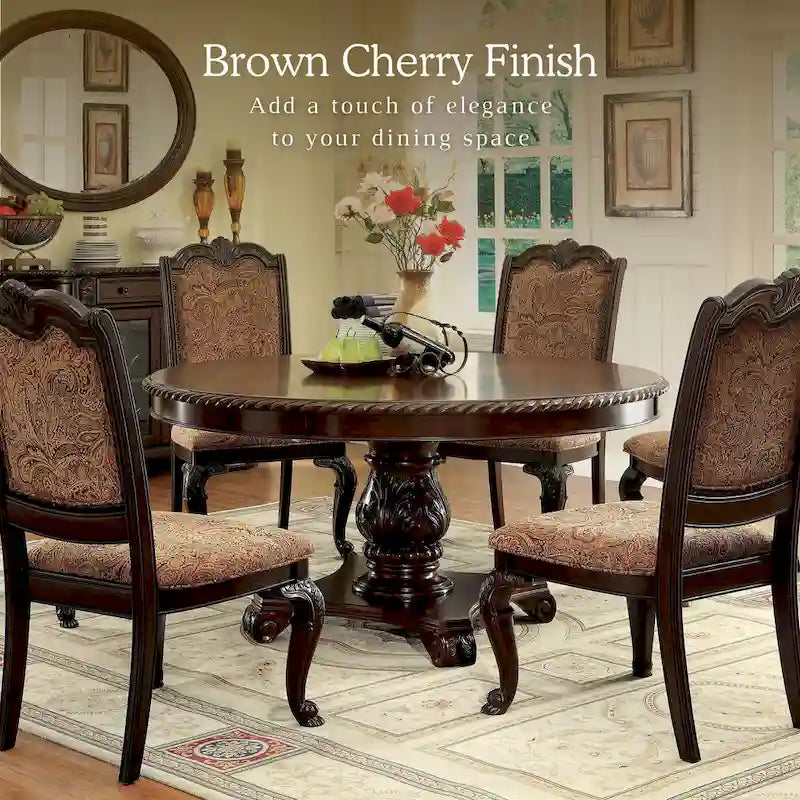 Traditional-style cherry-finished upholstered formal dining chair