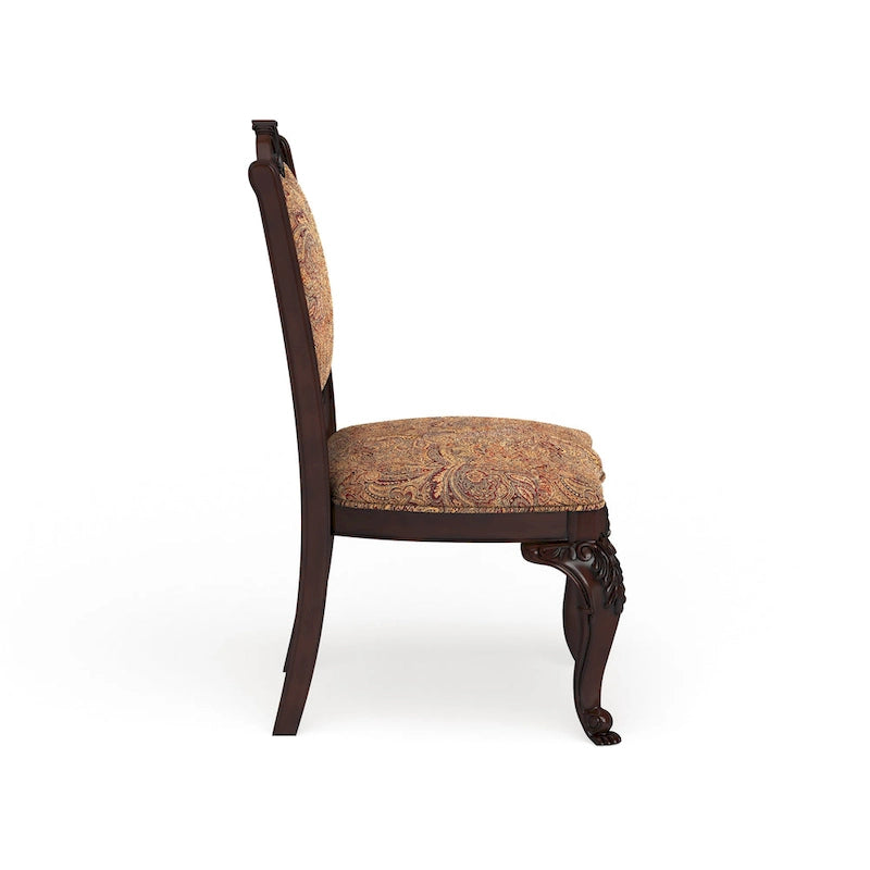 Traditional-style cherry-finished upholstered formal dining chair