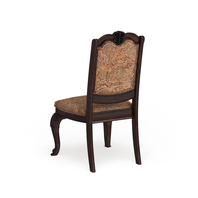 Traditional-style cherry-finished upholstered formal dining chair