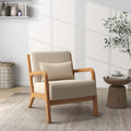 Mid-Century Modern Fabric Upholstered Wood Arm Chair