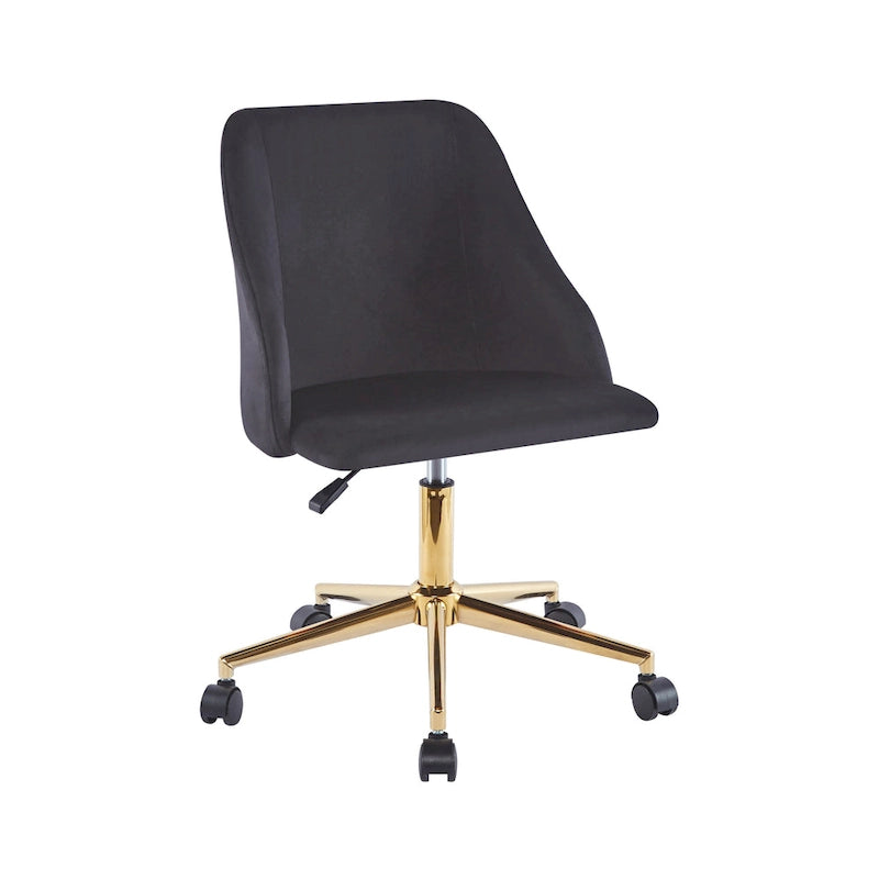 Swivel Office Chair, Velvet, Gold Chrome Legs