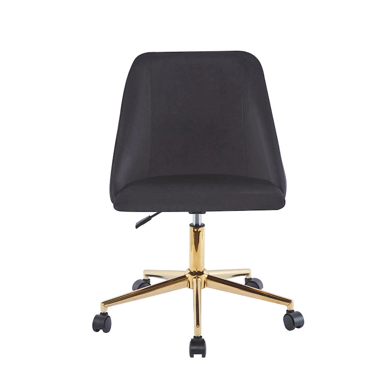 Swivel Office Chair, Velvet, Gold Chrome Legs