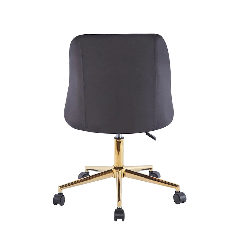 Swivel Office Chair, Velvet, Gold Chrome Legs