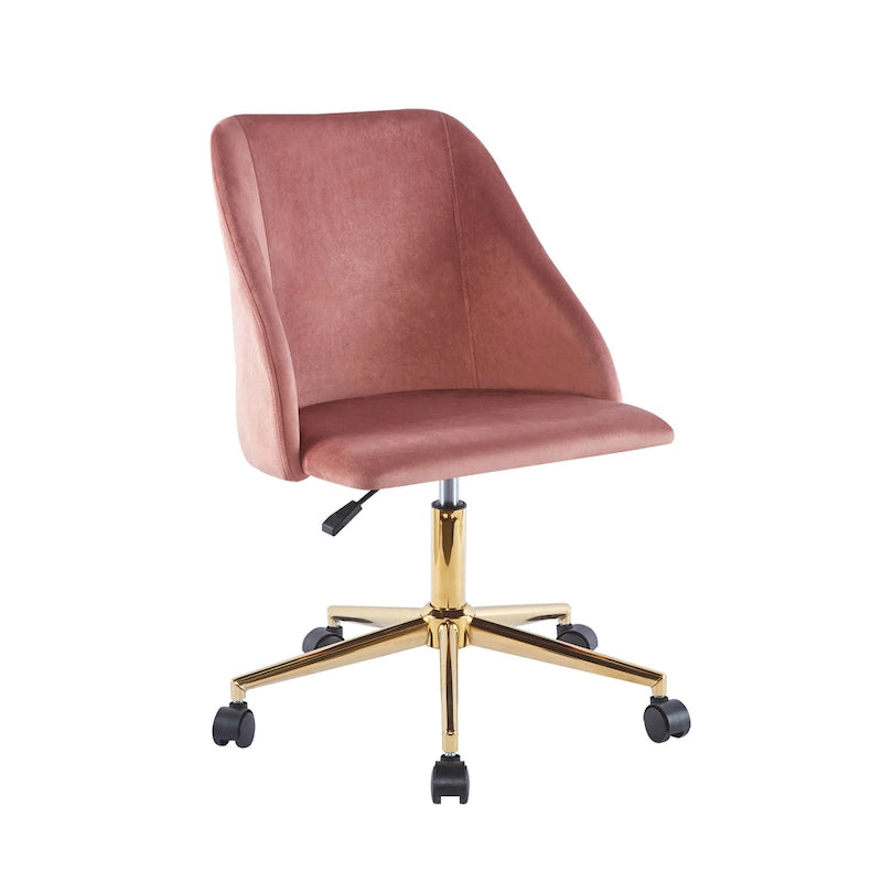 Swivel Office Chair, Velvet, Gold Chrome Legs